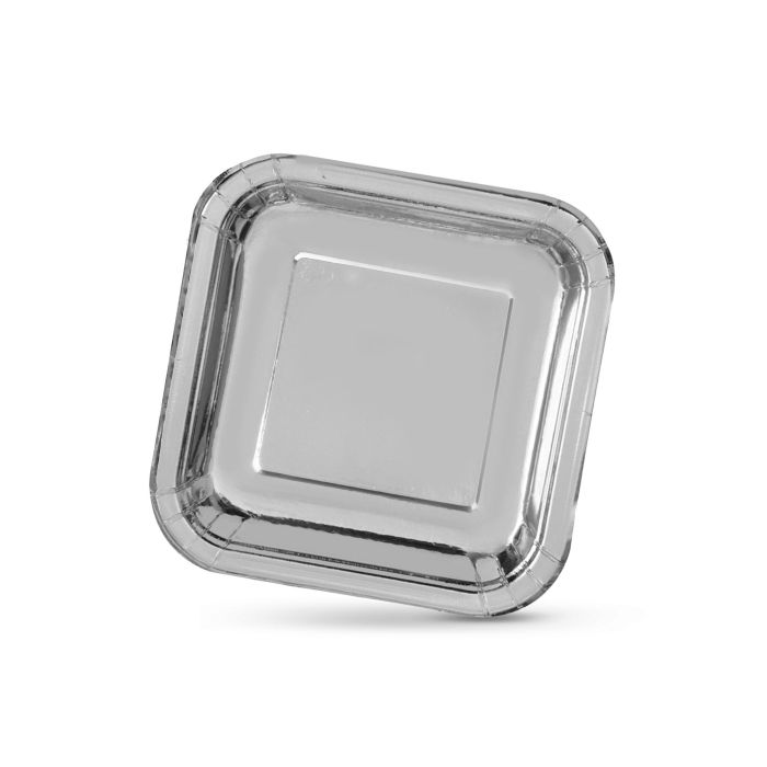 Set de 10 platos de cartón plata cuadrados 20 cm Algon (18 Cajas) 1 Set de 10 platos de cartón plata cuadrados 20 cm Algon (18 Cajas) 1