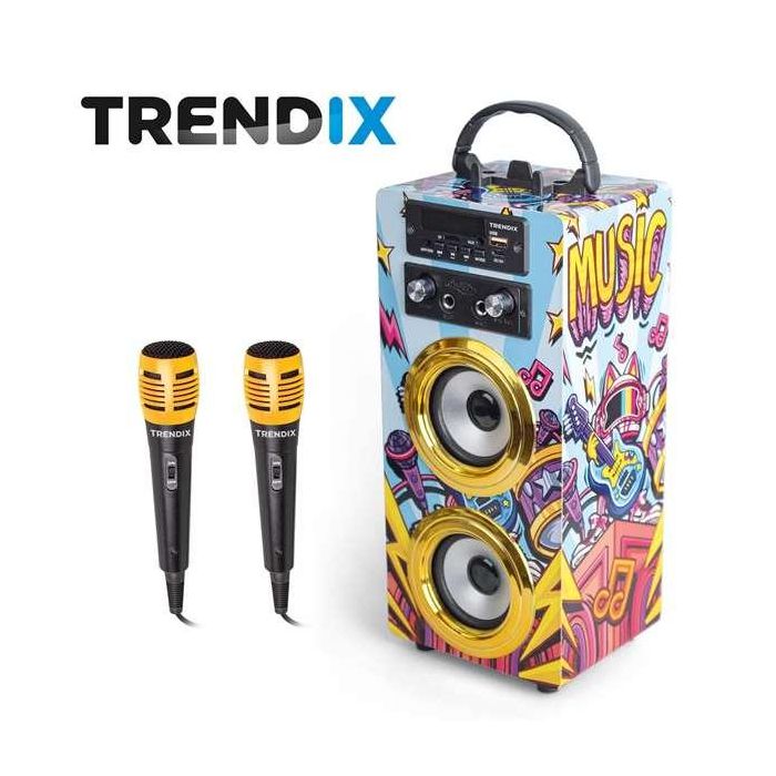 World Brands Altavoz Karaoke Tx803856 Bluetooth con 2 Micrófonos y Efecto Eco Portátil 3