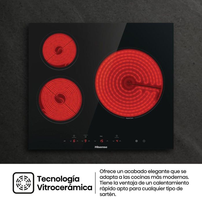 Placa de Inducción Hisense E6332BSCE 5700 W 59 cm 6 Placa de Inducción Hisense E6332BSCE 5700 W 59 cm 6