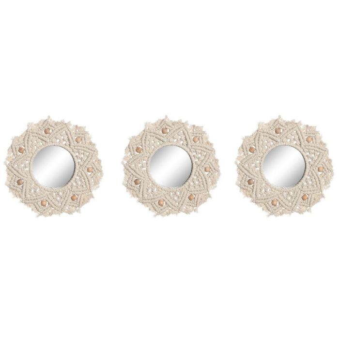 Juego de Espejos Home ESPRIT Blanco Boho 20 x 1 x 20 cm (3 Piezas) 0 Juego de Espejos Home ESPRIT Blanco Boho 20 x 1 x 20 cm (3 Piezas) 0
