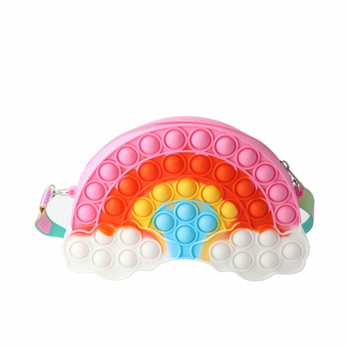 Inca Bolso Cruzado Pop-it de Silicona Arcoíris para Niños, 21x14x3,5 cm, Diseño Divertido con Burbujas Sensoriales y Asa Larga