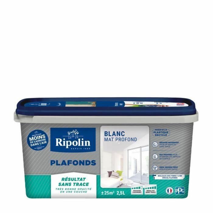 Ripolin RIP3174269072805 Pintura para Techo Blanco Mate Sin Rastro 2,5 L Ripolin RIP3174269072805 Pintura para Techo Blanco Mate Sin Rastro 2,5 L