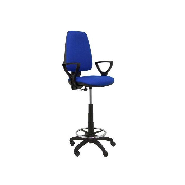 Taburete Piqueras Y Crespo Elche Cp Brazos Fijos Ergonomico Mecanismo De Contacto Permanente Regulable En Altura Y Aro Reposapies Cromado Asiento Y Respaldo Tapizados Bali Azul