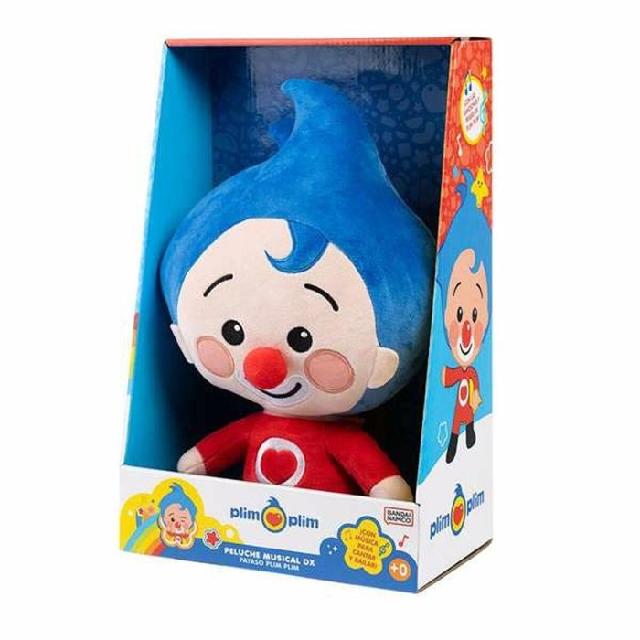 Bandai Peluche musical Payaso Plim Plim Deluxe con luz y sonido, 30 cm, para bebés desde 0 meses, pilas incluidas 4 Bandai Peluche musical Payaso Plim Plim Deluxe con luz y sonido, 30 cm, para bebés desde 0 meses, pilas incluidas 4