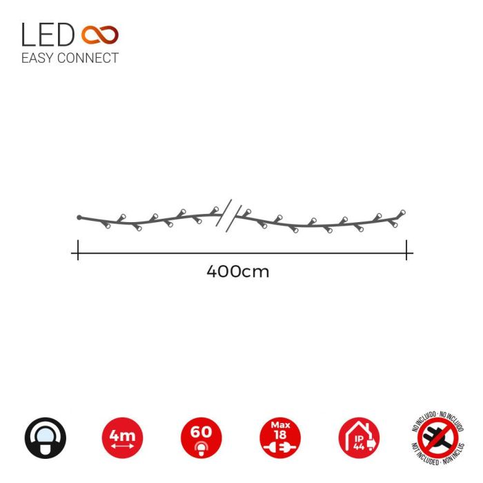 Edm Guirnalda easy-connect 4m 60 LEDs blanco frío IP44 interior y exterior 2