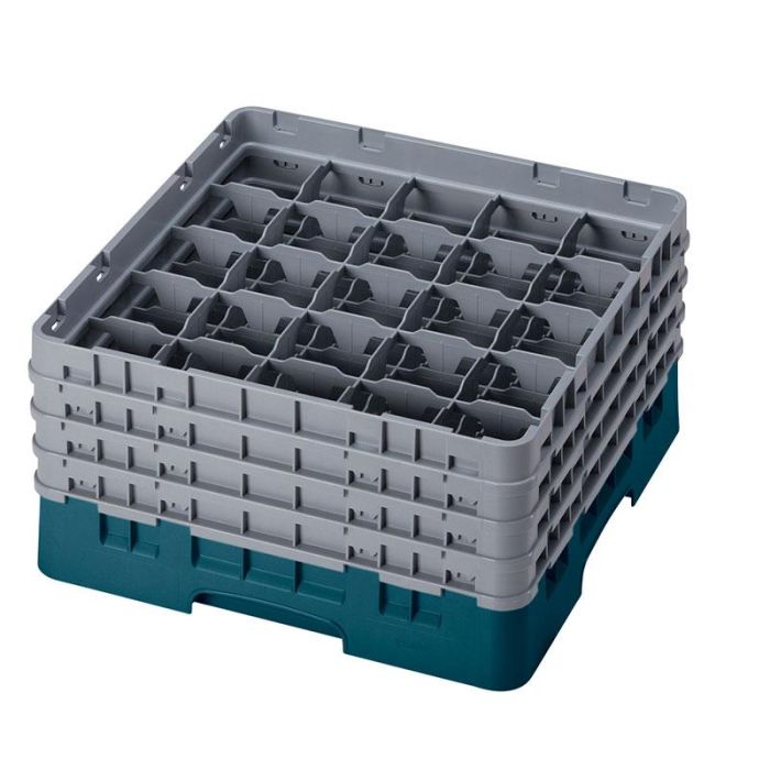 CAMBRO - 25S800-414 - Cesta de lavado 25 comp. 4 alturas - 8,7 cm Ø máx. - alt. máx. 21,7 cm - 50 x 50 x 26,7 cm - Cerceta