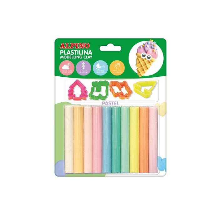Plastilina Alpino Blister 10 17Gr Pastel + Herramientas (Set de 24)
