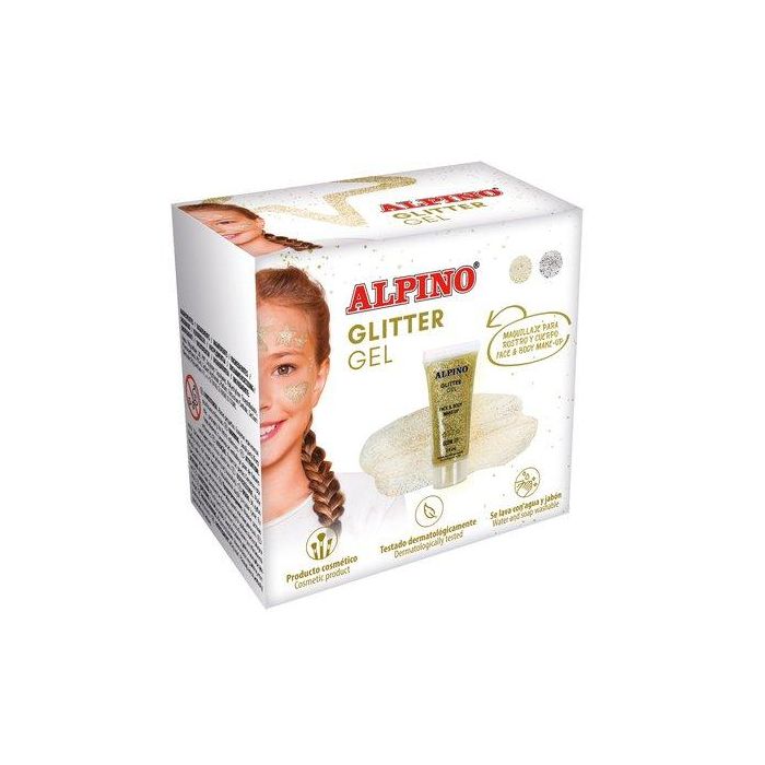 Alpino Gel Transparente con Purpurina Glitter Oro - Caja de 6 Unidades