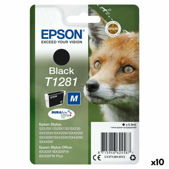 Cartucho de Tinta Original Epson STYLUS S22/SX125/ SX 235W /420W/425W, OFFICE BX305F Negro (10 Unidades)