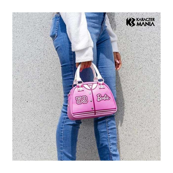 Barbie Bolso Bowling Fashion Varsity Rosa con Asas Cortas y Bandolera Extensible (12x22x16cm) 3