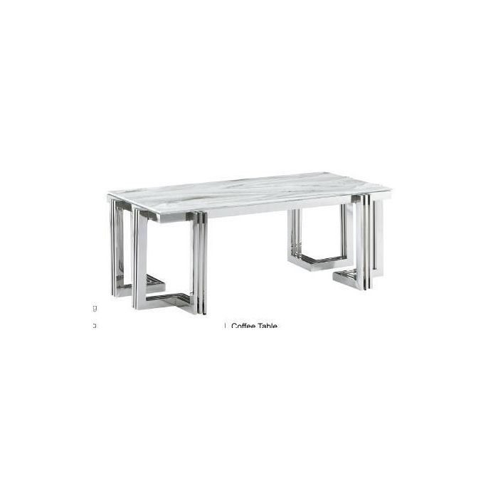 Mesa Centro Moderno DKD Home Decor Blanco Plateado 60 x 45 x 120 cm