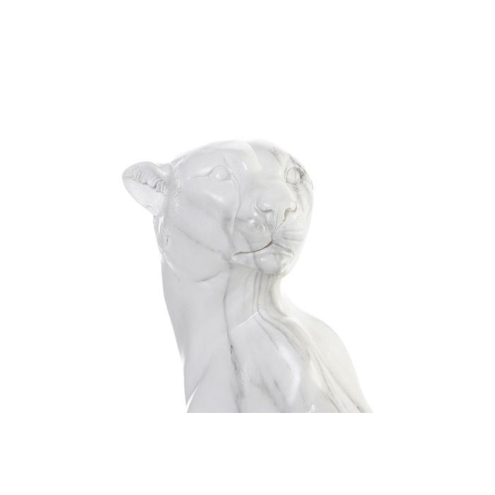 DKD Home Decor Figura Leopardo Blanco Gris Resina 18 x 41 x 25 cm 1