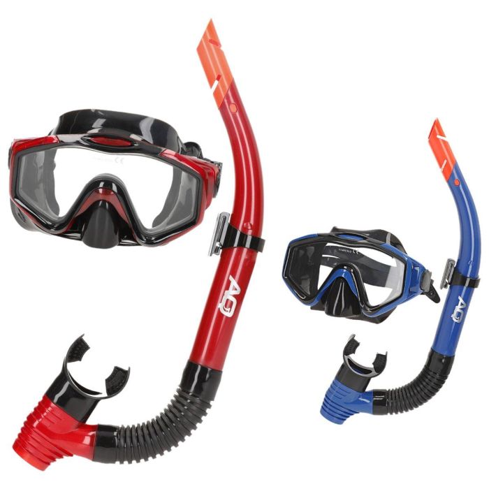 Gafas de Buceo con Tubo AquaSport Azul Rojo (6 Unidades) 1 Gafas de Buceo con Tubo AquaSport Azul Rojo (6 Unidades) 1