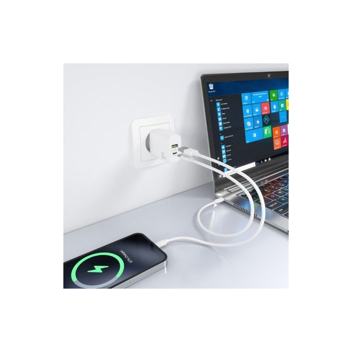 Cargador GaN de Pared Aisens A110-0923/ 1xUSB Tipo-C/ 1xUSB/ 30W/ Blanco 4