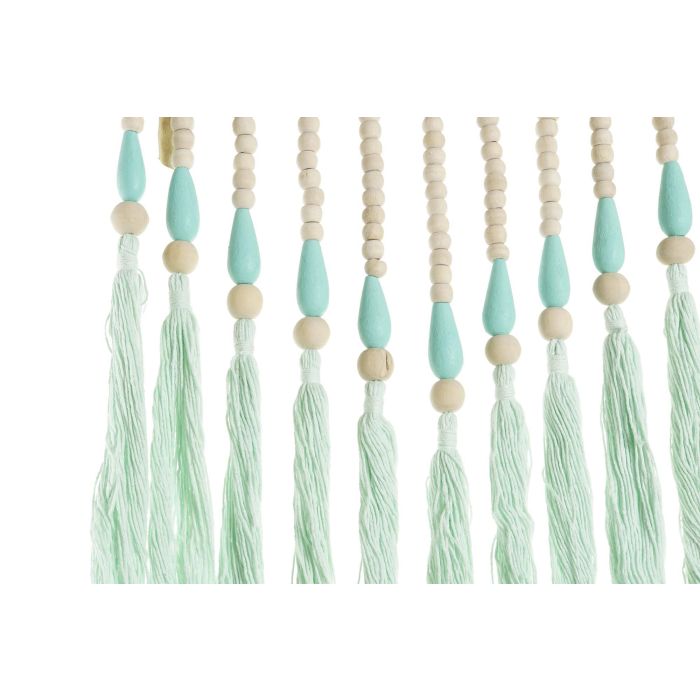 DKD Home Decor Colgante Decorativo Boho Crema y Verde Menta, Madera y Algodón, 62x35cm, Set de 4 Unidades Surtidas 2