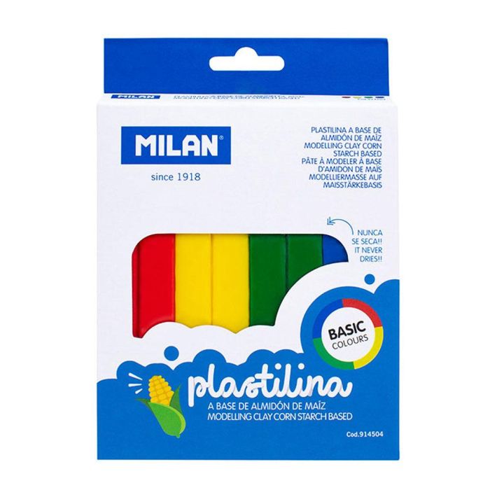 Caja con 4 barras de plastilina de colores 330 g milan