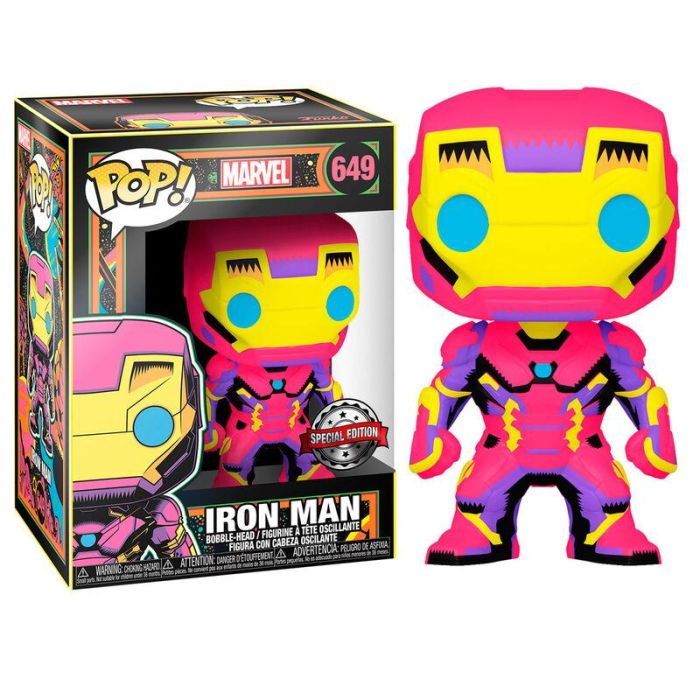 Funko POP Marvel Iron Man Figura de Vinilo Black Light Exclusive 9cm Caja Regalo 2