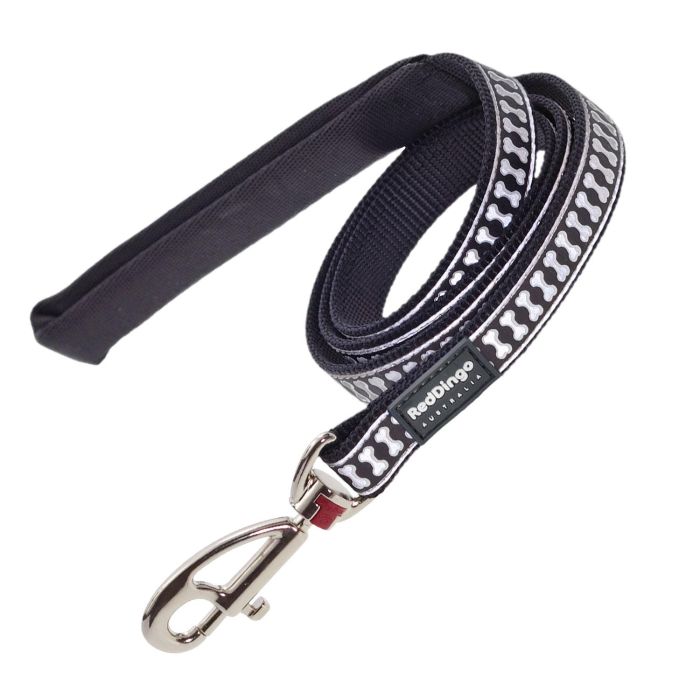 Red Dingo Correa Reflectante para Perro de Nylon Resistente Color Negro 20mm x 1.2m. Máxima Visibilidad y Seguridad para Paseos Nocturnos y con Baja Luz.