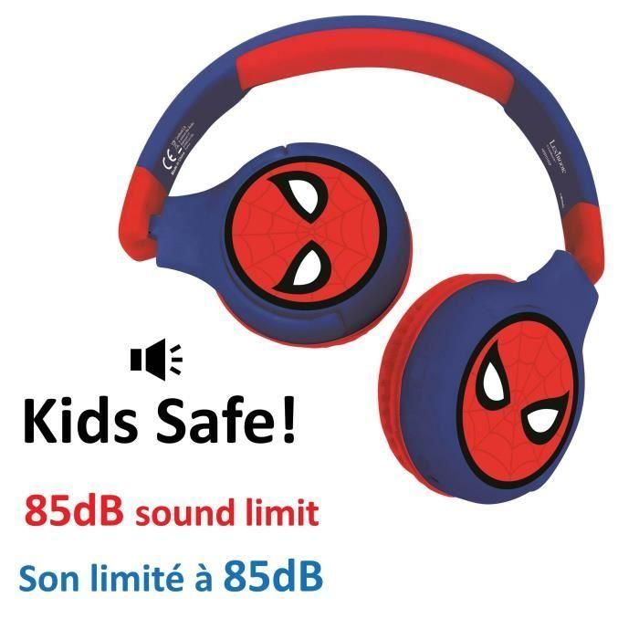 Lexibook Cascos Inalámbricos Bluetooth de Confort para Niños Spider-Man con Control de Potencia Sonora Limitada y Edad Recomendada +4 Años 1