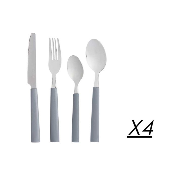 Set 16 Cubiertos Kinvara con Cubertero Gris 22x37x4 cm - Metal y Plástico (6 Unidades) 1 Set 16 Cubiertos Kinvara con Cubertero Gris 22x37x4 cm - Metal y Plástico (6 Unidades) 1