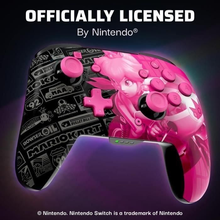 PDP - Mando inalámbrico Glow para Nintendo Switch y Switch OLED - Grand Prix Peach - Negro y rosa 4 PDP - Mando inalámbrico Glow para Nintendo Switch y Switch OLED - Grand Prix Peach - Negro y rosa 4