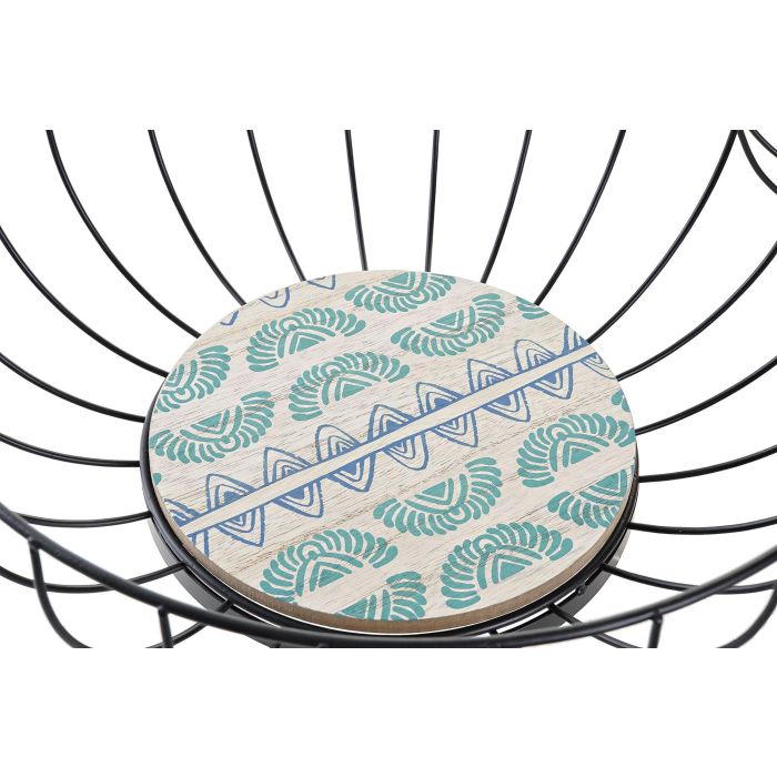 DKD Home Decor Africa Gres Frutero Colonial Azul Turquesa Metal y MDF 28 x 11 x 28 cm (2 Unidades) 1