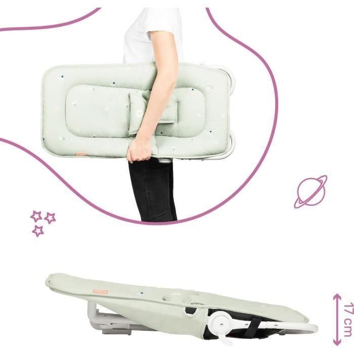 Badabulle BAD3661276184107 Tumbona plegable ultracompacta con arco de juego, verde liquen/agua 5