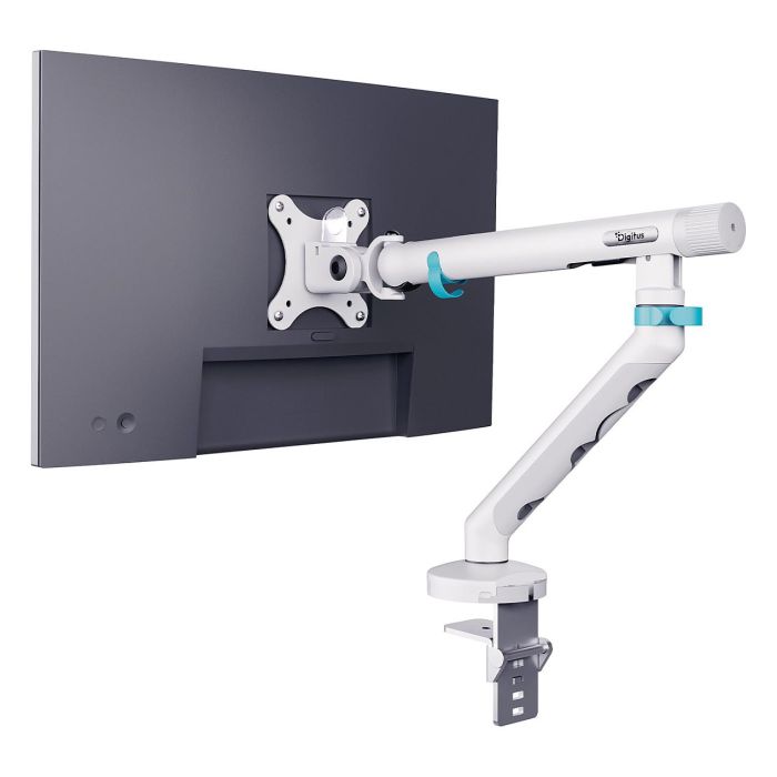 Digitus Soporte de monitor de escritorio con brazo, 35 pulgadas (88.9 cm), ajuste de altura, inclinacion y rotacion, hasta 10 kg, VESA 100x100, blanco