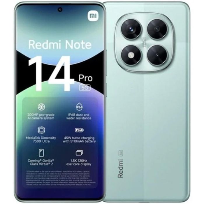 Smartphone Xiaomi Redmi Note 14 Pro 12GB/ 512GB/ 6.67"/ 5G/ Verde Smartphone Xiaomi Redmi Note 14 Pro 12GB/ 512GB/ 6.67"/ 5G/ Verde