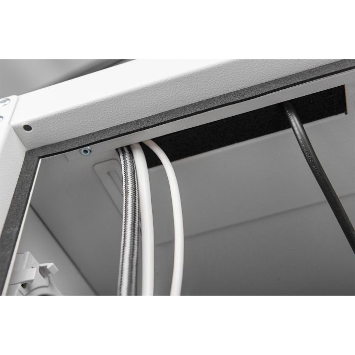 PC Schrank für Computergehäuse Glastür Digitus. inkl. Lüfter und Castorgruppe. Farbe Grau RAL 7035 4