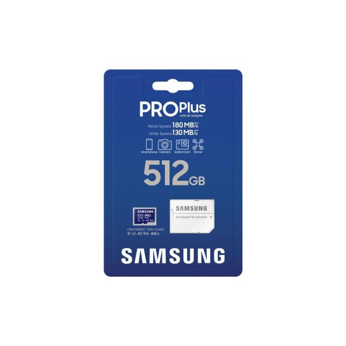Samsung MB-MD512SA/EU Tarjeta de Memoria PRO Plus 2023 512GB microSDXC UHS-I U3 V30 A2 Velocidad 180MB/s 7