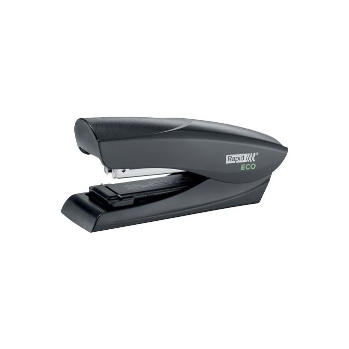 Rapid Grapadora fashion eco 100% plástico reciclado, 25 hojas, grapado plano SuperFlatClinch, usa grapas 24/6 y 26/6, negro