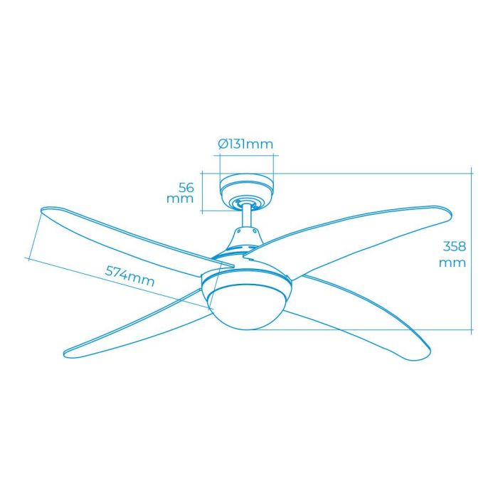 Ventilador de techo modelo caspio. color plateado/niquel. potencia: 60w aspas: ø132cm con mando a distancia edm 1