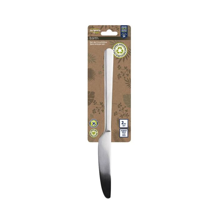 San Ignacio Set 2 Cuchillos de Acero Inoxidable Reciclado Brillo Earth Sg-7779 - Ecológico, Mango Soft Touch 1