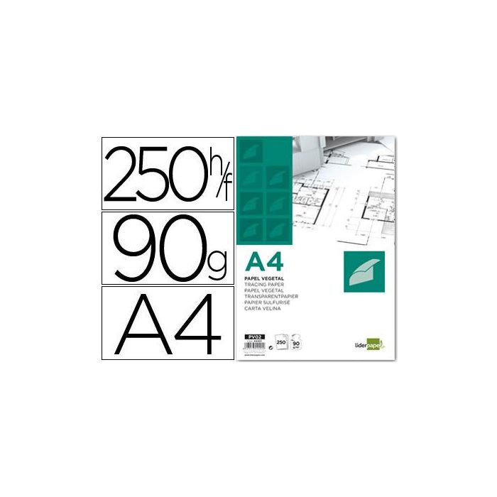 Papel Dibujo Liderpapel 210x297 mm 90 gr-M2 Vegetal 250 unidades