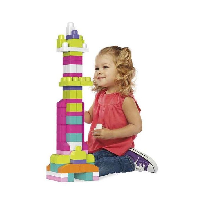 Mattel Bolsa Construccion Mega Blocks 60 Piezas Rosa