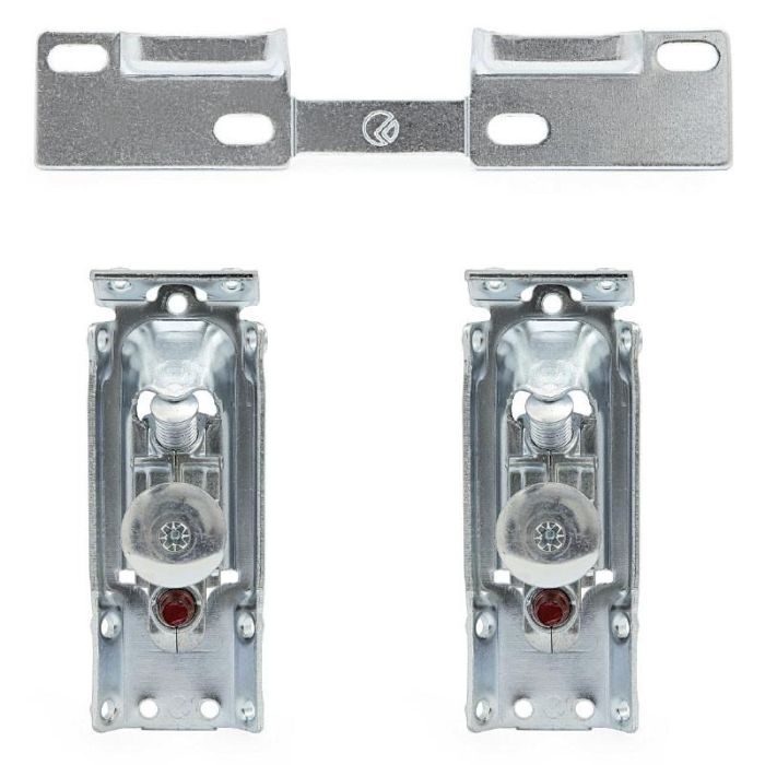 Italiana Ferramenta Colgador de Módulo Libra H1 Zincado con Placa Fijación Tornillos, Antidescolgamiento, Ajuste Vertical y Horizontal, Kit 150kg (2 Colgadores + 1 Placa Doble)