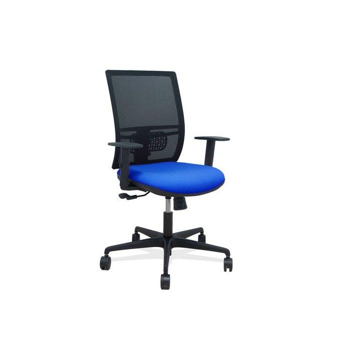 Silla Piqueras Y Crespo Yunquera Brazos Regulable Ergonomica Mecanismo Sincro Respaldo Malla Negra Asiento Tapizado Bali Azul