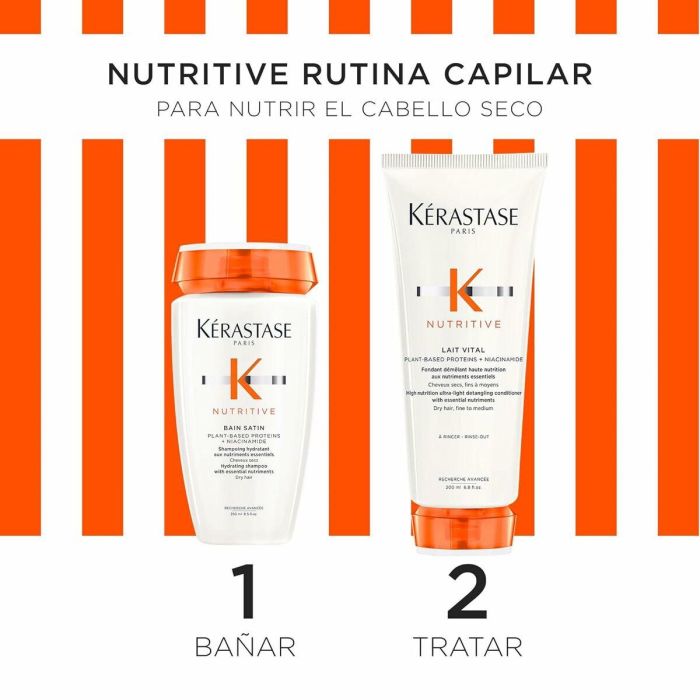 Kérastase Nutritive Bain Satin Riche Estuche - Set Champú 250ml + Mascarilla 200ml para Cabello Muy Seco y Nutrición Intensa 2