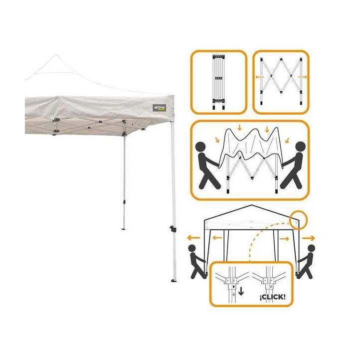 Color Baby Cenador Plegable con Altura Ajustable 300x300x220 cm, Acero y Oxford 420D, con Bolsa de Transporte