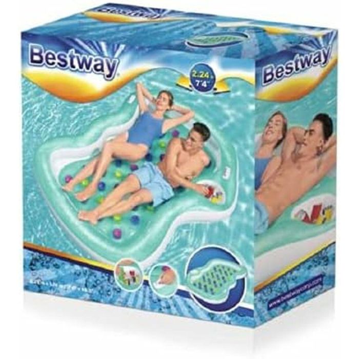 Bestway Colchoneta Doble Hinchable Vasos con Nevera 224x174 cm Playa y Piscina 43045 13