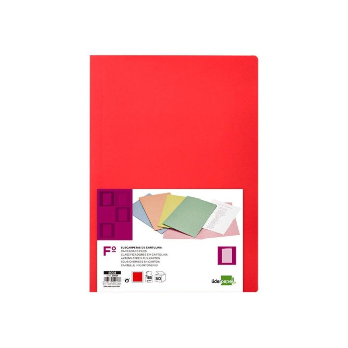 Subcarpeta Liderpapel Folio Rojo Intenso 180 gr-M2 50 unidades 9