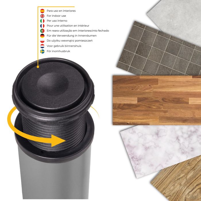 Emuca Lote de 4 patas para mesa, diámetro 60mm, H 830mm, Acero, Pintado aluminio 8