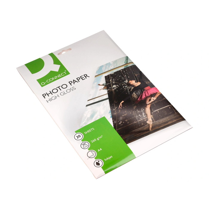 Q-connect KF02163 Papel Fotográfico Glossy A4 260gr Digital Photo Ink-Jet para Impresora Bolsa 20 Hojas Alta Calidad 5