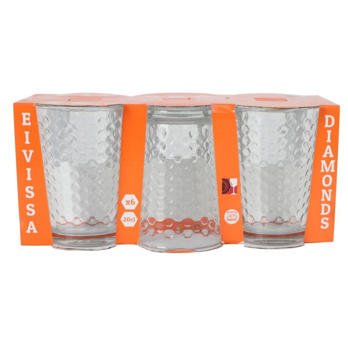 Set 6 Vasos Eivissa Diamonds 200 cc - Inde (8 Cajas) 1 Set 6 Vasos Eivissa Diamonds 200 cc - Inde (8 Cajas) 1