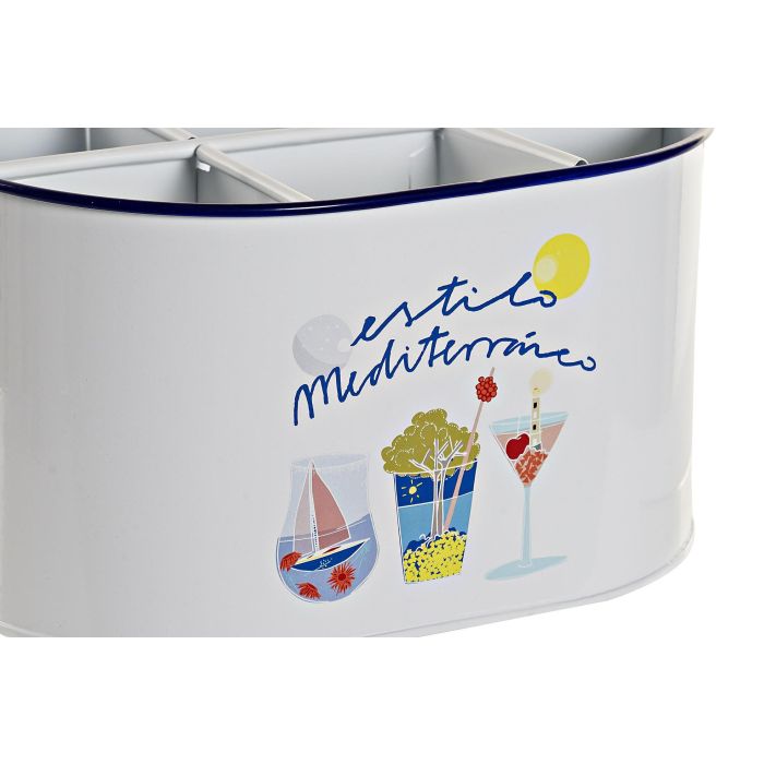 DKD Home Decor Cubo Decorativo de Metal Blanco Estilo Mediterráneo - 24,5 cm Ancho x 17 cm Largo x 13 cm Alto 1