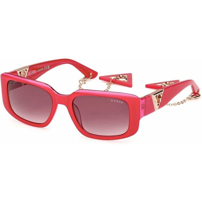 Guess Gafas GU7891 72T - Gafas de Sol Rectangulares para Mujer, Rosa Brillante con Cristales Burdeos Degradado 8