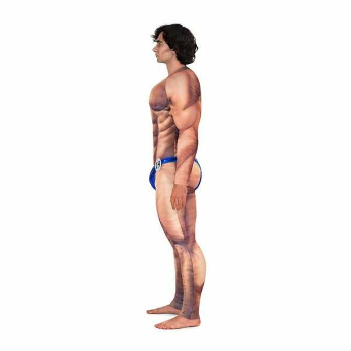Disfraz culturista mono con relleno, bañador y placa de concursante talla one size 7 Disfraz culturista mono con relleno, bañador y placa de concursante talla one size 7
