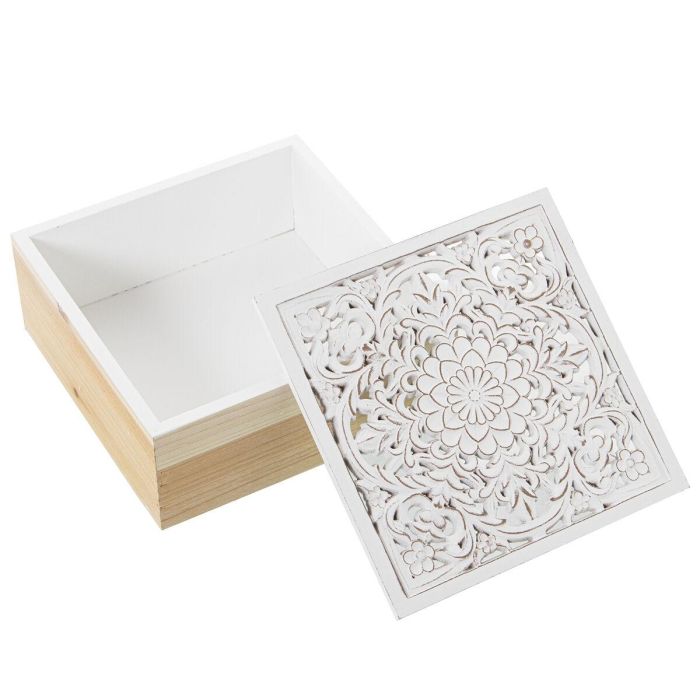 Juego de Cajas Decorativas Alexandra House Living Blanco Marrón Madera 2 Piezas 2