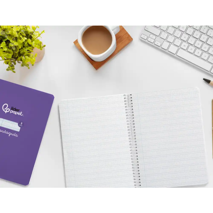 Liderpapel Cuaderno espiral A5, tapa dura, 80 hojas, cuadro pautado 3mm, color lila 6
